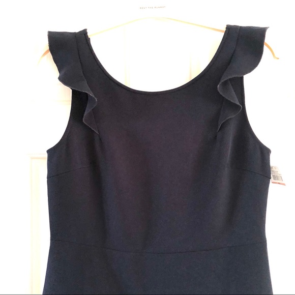 $198 NWT Sz 12 Club Monaco Ruffled Dark Navy Dress - Picture 4 of 7